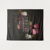 Dark Burgundy Floral Moody Romantic Welcome Sign タペストリー (正面(横))