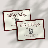 Dark Burgundy Ivory Wedding QR Code RSVP Card