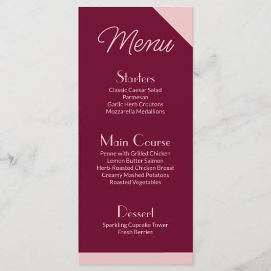 Dark Burgundy Light Pink Flat Menu メニュー (正面)