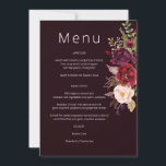 Dark Burgundy Marsalaと赤面フローラメニュー 招待状<br><div class="desc">この祝ピンクの赤面とブルゴーニュのマルサラのフローラメニューとスタイルと美しいであなたの披露宴やパーティー。カスタマイズのオプションとモノグラム。白、黒、ブルゴーニュ、ピンク、暗いブルゴーニュの背景で利用可能。</div>