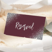 Dark Burgundy Silver Glitter Reserved Wedding プレイスカード