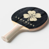 Dark Burnt Wood Four Leaf Clover with Name 卓球ラケット (正面アングル)