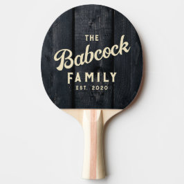 Dark Burnt Wood Retro Family Name & Year 卓球ラケット