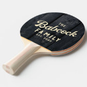 Dark Burnt Wood Retro Family Name & Year 卓球ラケット (正面アングル)