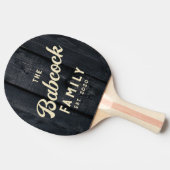 Dark Burnt Wood Retro Family Name & Year 卓球ラケット (横)