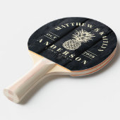 Dark Burnt Wood Tropical Pineapple Wedding 卓球ラケット (正面アングル)