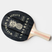 Dark Burnt Wood Tropical Pineapple Wedding 卓球ラケット (横)