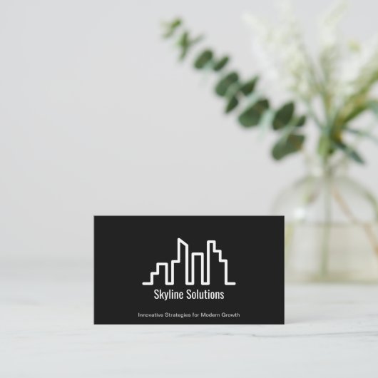 Dark Business Card with White Minimalist Design 名刺 (スタンド正面)