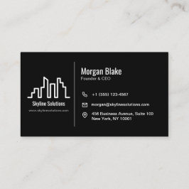 Dark Business Card with White Minimalist Design 名刺