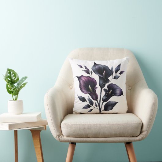 Dark Calla Lily Throw Pillow クッション (椅子)