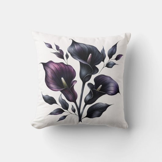 Dark Calla Lily Throw Pillow クッション (正面)