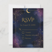  Dark Celestial RSVP Card | Purple & Navy Clouds (正面)