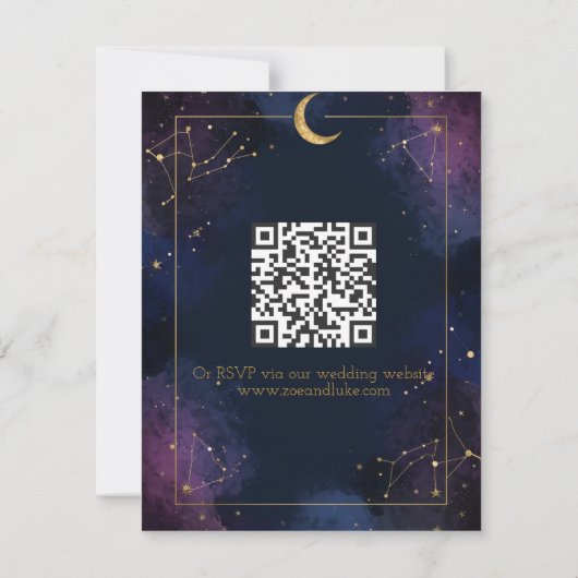  Dark Celestial RSVP Card | Purple & Navy Clouds (裏面)