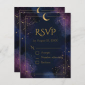 Dark Celestial RSVP Card | Purple & Navy Clouds (正面/裏面)