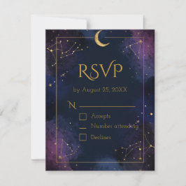  Dark Celestial RSVP Card | Purple & Navy Clouds