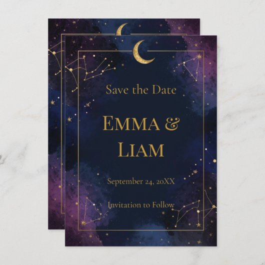 Dark Celestial Save the Date | Gold Constellations (正面/裏面)