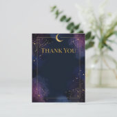Dark Celestial Thank You Card | Gold Stars, Moon サンキューカード (スタンド正面)