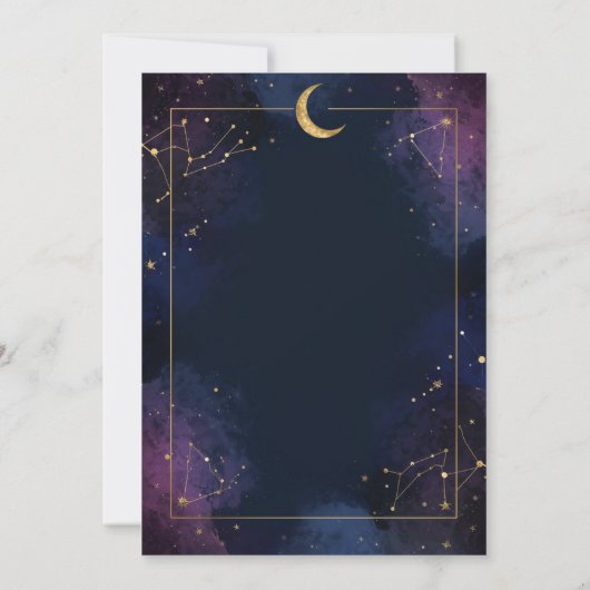 Dark Celestial Wedding Invitation | Purple & Navy 招待状 (裏面)
