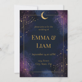 Dark Celestial Wedding Invitation | Purple & Navy 招待状