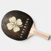 Dark Chopping Block Four Leaf Clover with Name 卓球ラケット (横)