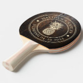 Dark Chopping Block Pineapple Wedding Crest & Name 卓球ラケット (正面アングル)