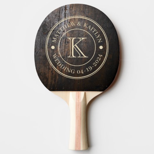 Dark Chopping Block Wedding Monogram 卓球ラケット (裏面)