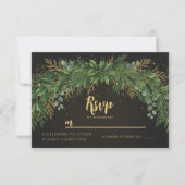 Dark Christmas Greenery Arch Wedding RSVP Card (正面)
