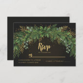 Dark Christmas Greenery Arch Wedding RSVP Card (正面/裏面)