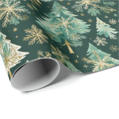 Dark Christmas Trees & Snowflakes Wrapping Paper ラッピングペーパー (ロールコーナー)