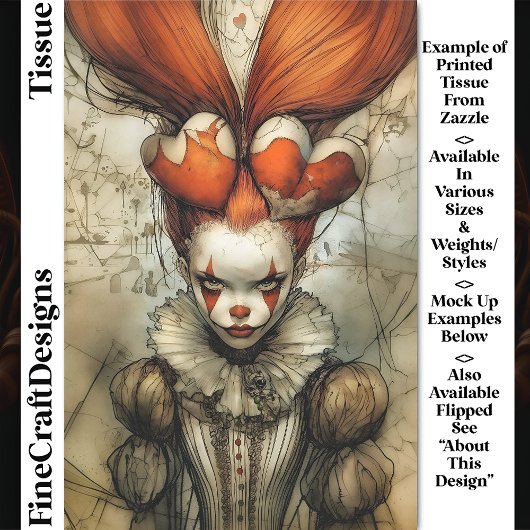 Dark Circus Queen Hearts Harlequin DZ2R Decoupage 薄葉紙