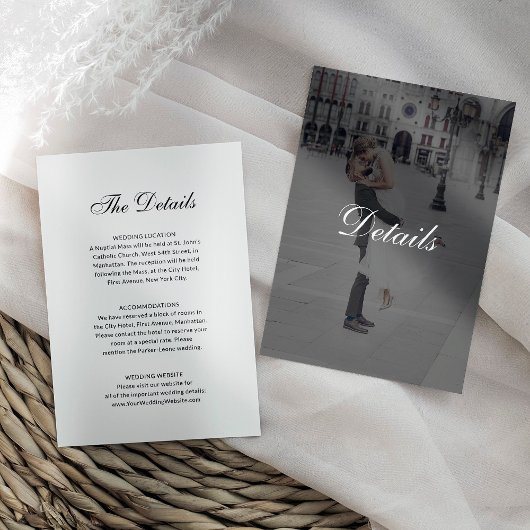 Dark Classic Photo Overlay | Wedding Guest Details エンクロージャーカード