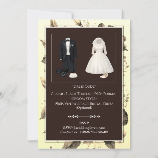 Dark Classic Retro Elegant Luxury Wedding 招待状 (裏面)