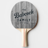 Dark Clean Gray Wood Boards Retro Family Name 卓球ラケット (裏面)