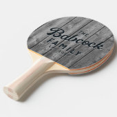 Dark Clean Gray Wood Boards Retro Family Name 卓球ラケット (正面アングル)