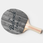 Dark Clean Gray Wood Boards Retro Family Name 卓球ラケット (横)