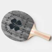 Dark Clean Gray Wood Irish Clover Wedding Crest 卓球ラケット (横)