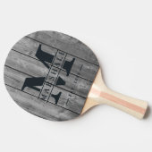 Dark Clean Gray Wood Monogram & Name Overlay 卓球ラケット (横)