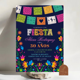 Dark Colorful Talavera Mexican Fiesta Birthday 招待状