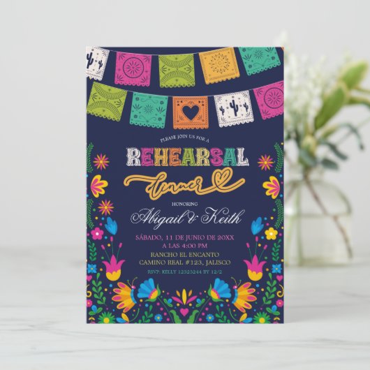 Dark Colorful Talavera Mexican Reheasal Dinner 招待状 (スタンド正面)