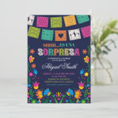 Dark Colorful Talavera Mexican SORPRESA Birthday 招待状 (スタンド正面)