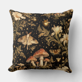 Dark Cottagecore Botanical Pattern Fabric - Vintag クッション