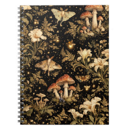 Dark Cottagecore Botanical Pattern Fabric - Vintag ノートブック