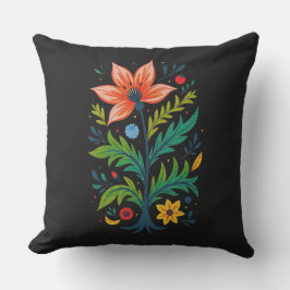 Dark Cottagecore Folk Art Floral Tree Botanical アウトドアクッション