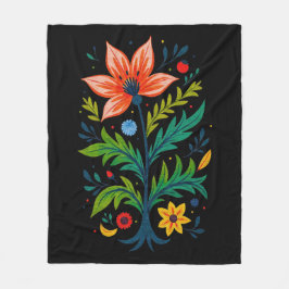 Dark Cottagecore Moody Boho Folk Art Floral Tree フリースブランケット