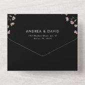 Dark Cream Wildflowers Arch photo QR Code Wedding オールインワン招待状 (裏面)