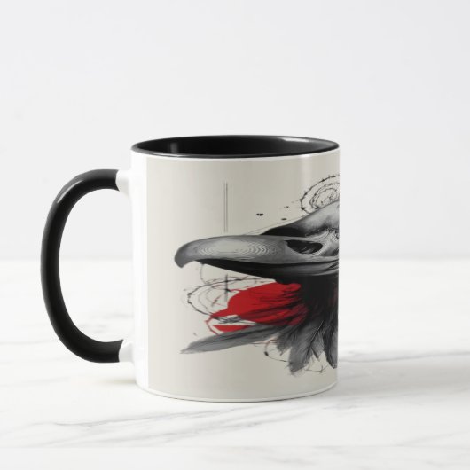 Dark Crow Skull Gothic Grunge Art Mug マグカップ (左)