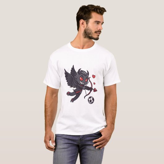 Dark Cupid Soccer Player - Anti-Valentine's Day Tシャツ (正面フル)