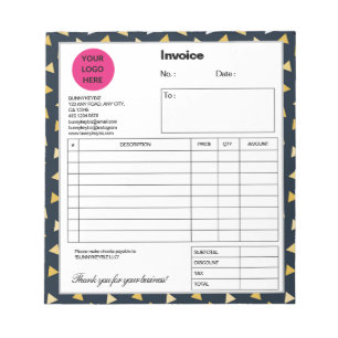 Dark Cyan Confetti Company Business Shop Invoice ノートパッド