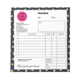 Dark Cyan Confetti Company Business Shop Invoice ノートパッド