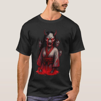 Dark Cyberpunk Oni Girl Tシャツ
